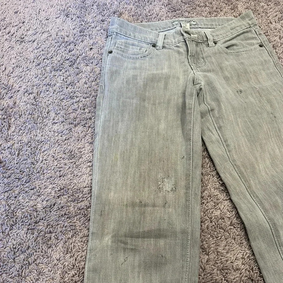 Forever 21 Grey Straight Leg Jeans Distressed Wear Marks Size 24 - Picture 5 of 10